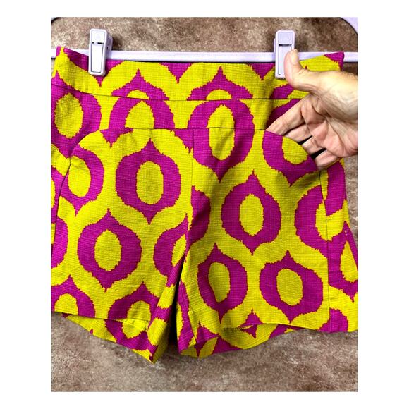 Anthropologie 'Cartonnier' Tailored Remy Shorts Hot Pink Yellow Green sz 4 - Picture 6 of 16